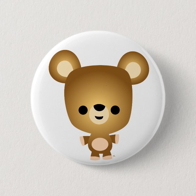 Cute Cartoon Bear Cub Button Badge (Front)