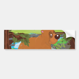 Cute Cartoon Bear fishing Bumper Sticker