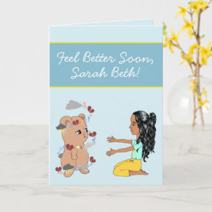 Cute Cartoon Bear Get Well Soon for Friend Kids Card