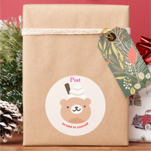 Cute Cartoon Bear Ice Cream with "Be Kind to Yours Classic Round Sticker