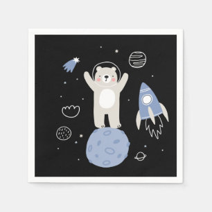 Cute Cartoon Bear In Space Napkin