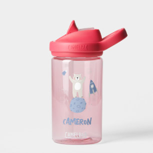 Cute Cartoon Bear In Space Water Bottle