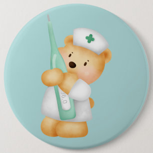 Cute Cartoon Bear Nurse 6 Cm Round Badge