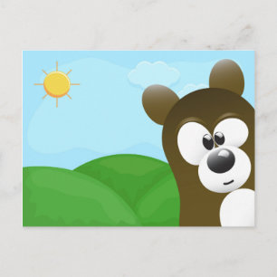 Cute Cartoon Bear Photo Bomb Postcard