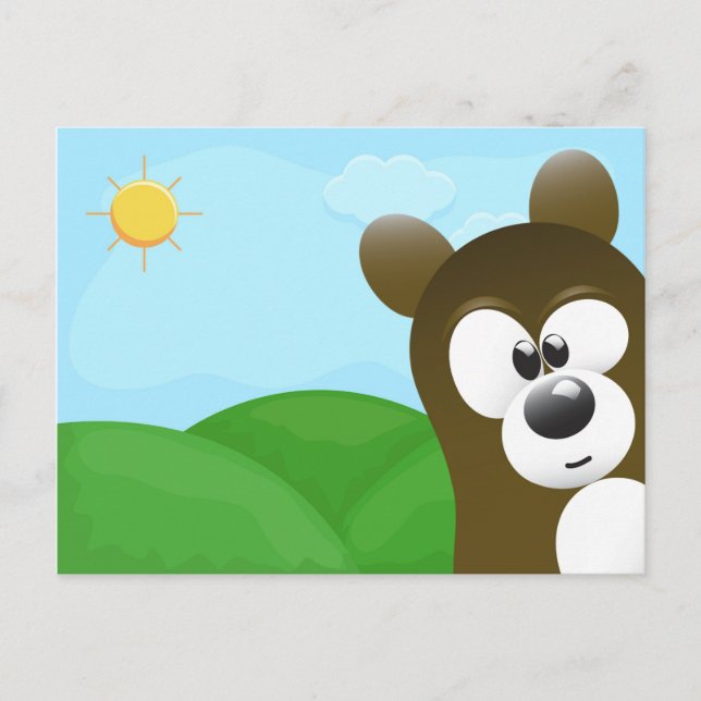 Cute Cartoon Bear Photo Bomb Postcard (Front)