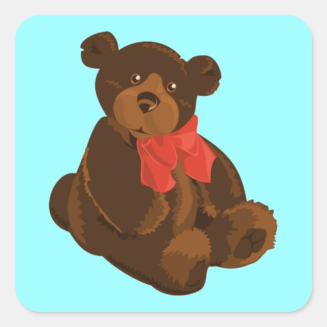 Cute cartoon bear square sticker (Front)
