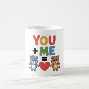 Cute Cartoon Bears Love Formula: "You + Me = Heart Coffee Mug