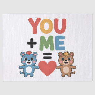 Cute Cartoon Bears Love Formula: "You + Me = Heart Tissue Paper