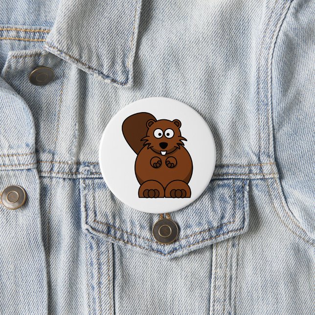 Cute Cartoon Beaver Funny Woodland Animal  7.5 Cm Round Badge (Creator Uploaded)