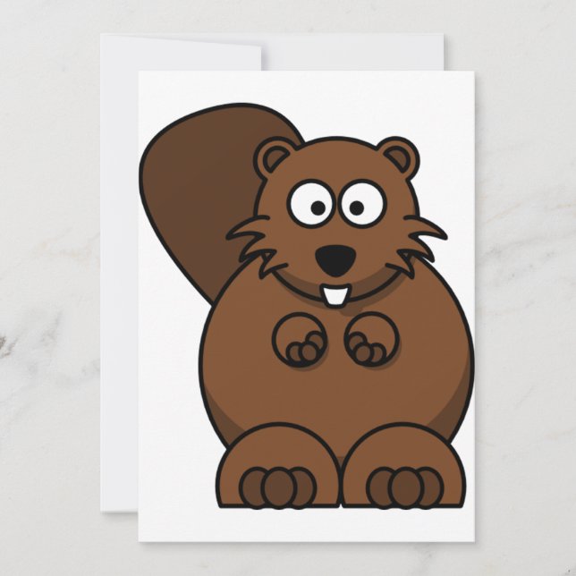 Cute Cartoon Beaver Funny Woodland Animal  Invitation (Front)