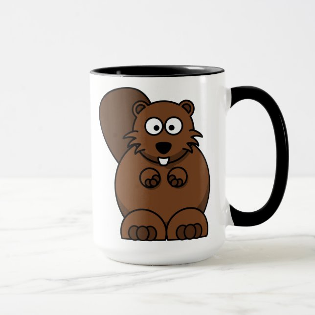 Cute Cartoon Beaver Funny Woodland Animal  Mug (Right)