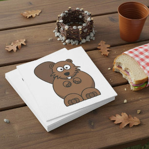 Cute Cartoon Beaver Funny Woodland Animal Napkin