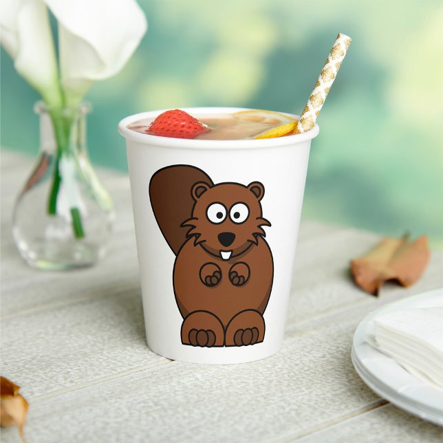 Cute Cartoon Beaver Funny Woodland Animal  Paper Cups (Creator Uploaded)