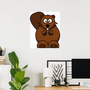 Cute Cartoon Beaver Funny Woodland Animal  Poster