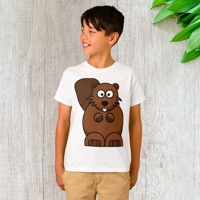 Cute Cartoon Beaver Funny Woodland Animal  T-Shirt (Creator Uploaded)