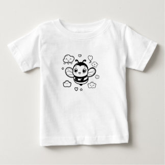 Cute Cartoon Bee Baby T-Shirt – Black and White Ka