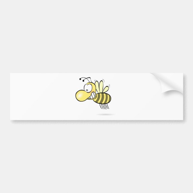 Cute Cartoon Bee Buzzing Around with Grin on Face Bumper Sticker (Front)