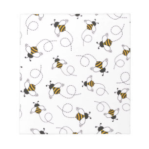 Cute Cartoon Bee Honeybee Seamless Pattern Sticky  Notepad