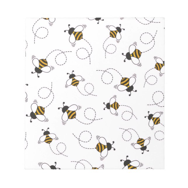 Cute Cartoon Bee Honeybee Seamless Pattern Sticky  Notepad (Front)