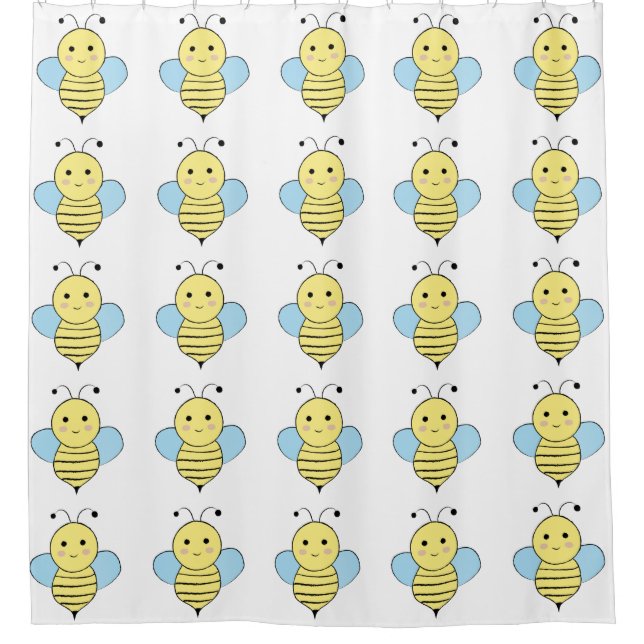 Cute Cartoon Bee Shower Curtain (Front)