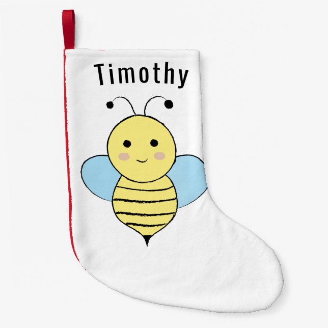 Cute Cartoon Bee Small Christmas Stocking (Front)