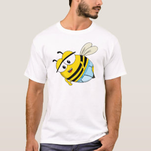 Cute Cartoon Bee Wearing Blue Underwear T-Shirt