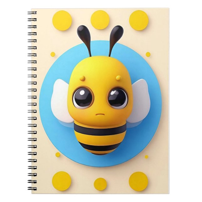 Cute Cartoon Bee with Big Eyes Notebook (Front)