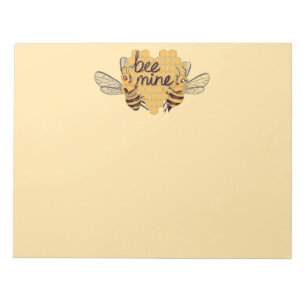 Cute Cartoon Bees with Hexagonal Honeycomb Heart Notepad