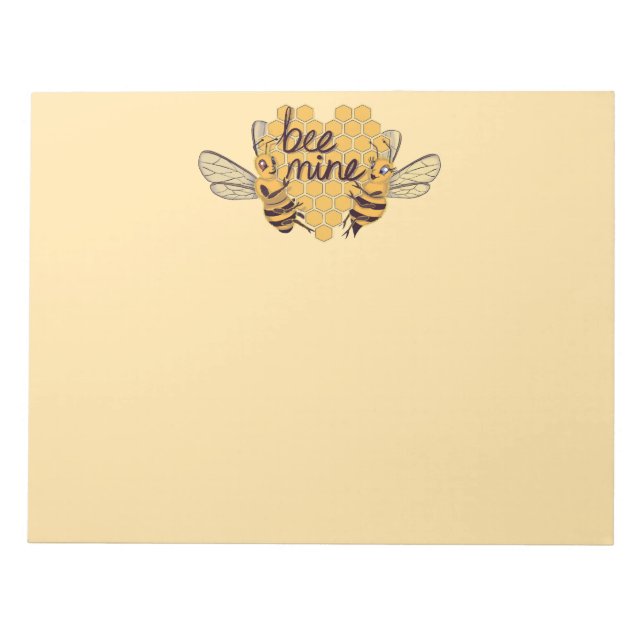  Cute Cartoon Bees with Hexagonal Honeycomb Heart  Notepad (Front)