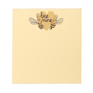 Cute Cartoon Bees with Hexagonal Honeycomb Heart Notepad