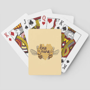 Cute Cartoon Bees with Hexagonal Honeycomb Heart Playing Cards