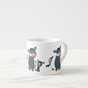 Cute Cartoon Belted Galloway Cow and Calf Espresso Cup