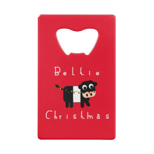 Cute Cartoon Beltie Christmas Belted Galloway Cow