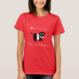 Cute Cartoon Beltie Christmas Belted Galloway Cow T-Shirt