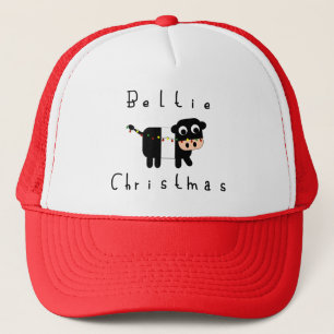 Cute Cartoon Beltie Christmas Belted Galloway Cow Trucker Hat