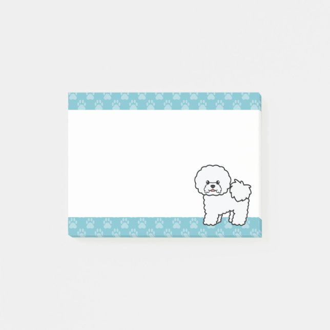Cute Cartoon Bichon Frise Dog Post-it Notes (Front)