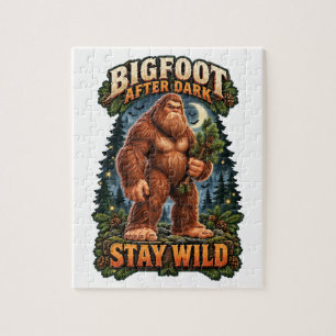 Cute Cartoon Bigfoot with Pine Branch Jigsaw Puzzle