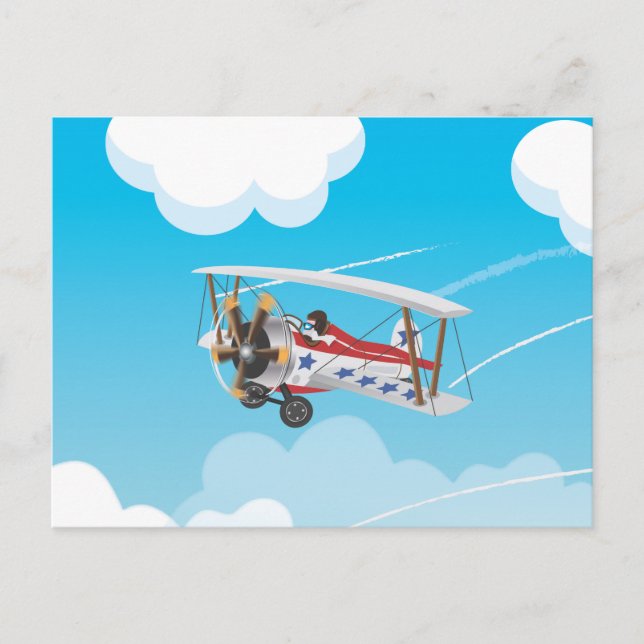 Cute cartoon biplanes postcard (Front)