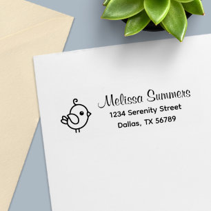 Cute Cartoon Bird Address Self-inking Stamp