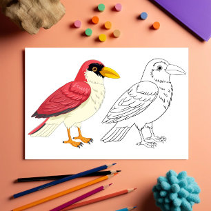 Cute Cartoon bird colouring page
