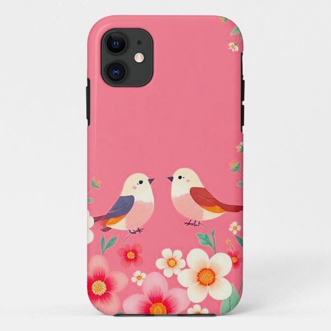 Cute Cartoon Birds Everyday Protection Grip Case-Mate iPhone Case (Back)