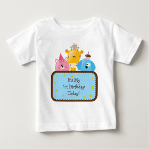 Cute Cartoon Birthday Animals Customisable Baby T-Shirt
