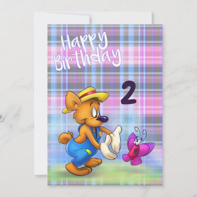 Cute Cartoon Birthday Card (Front)