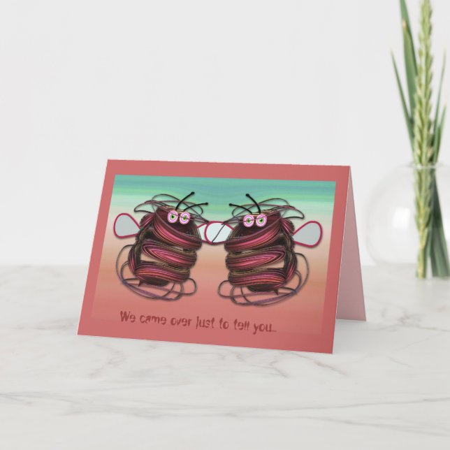 Cute cartoon Birthday card Alien bees with text (Front)