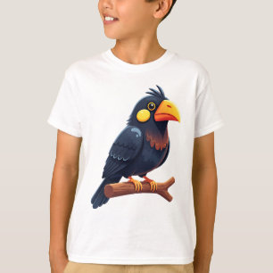 Cute Cartoon Black Bird T-Shirt