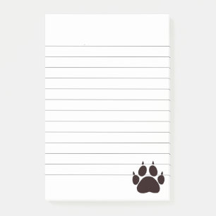Cute Cartoon Black Cat Paw Prints Lined Post-it Notes