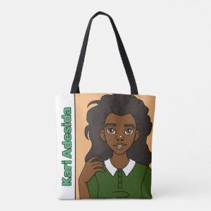 Cute Cartoon Black Girl Name School Library Bag