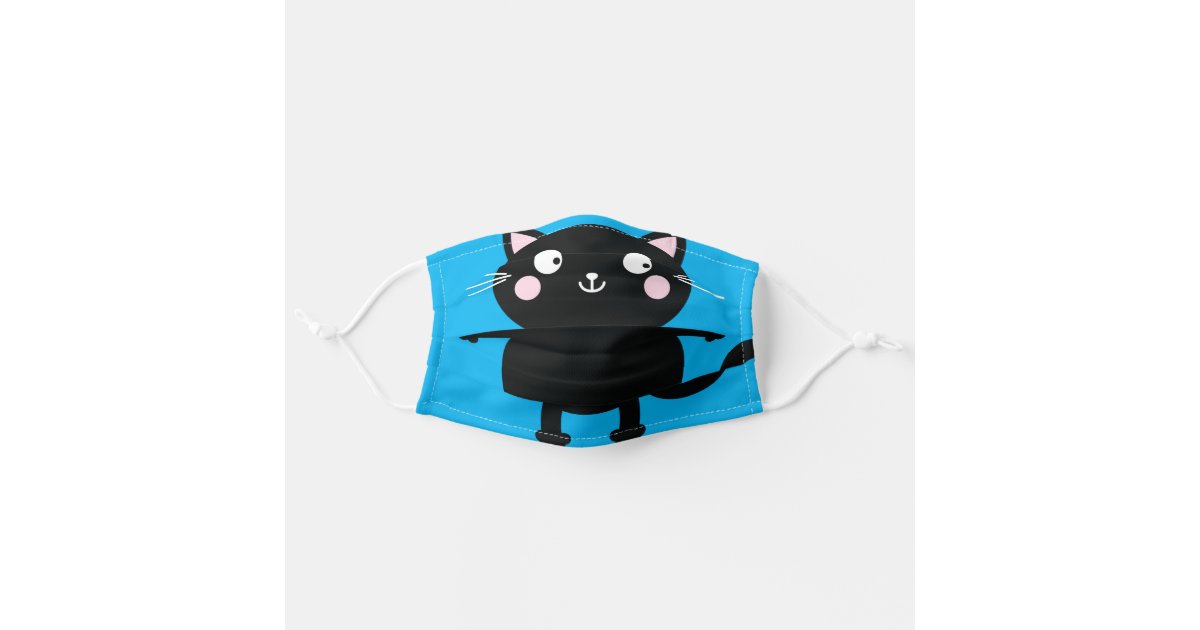 Cute Cartoon Black Kitty Cat Cloth Face Mask Zazzle
