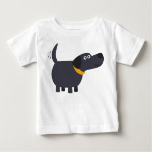 Cute Cartoon Black Labrador Baby T-Shirt