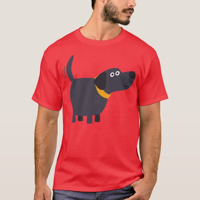 Cute Cartoon Black Labrador T-Shirt (Front)